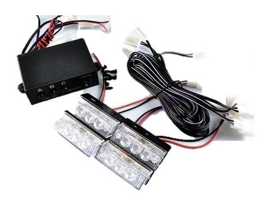 WIT 4 X 3 LED Flash zwaailicht 12V - zwaailicht WIT 4 X 3 LED Flash zwaailicht 12V - zwaailicht